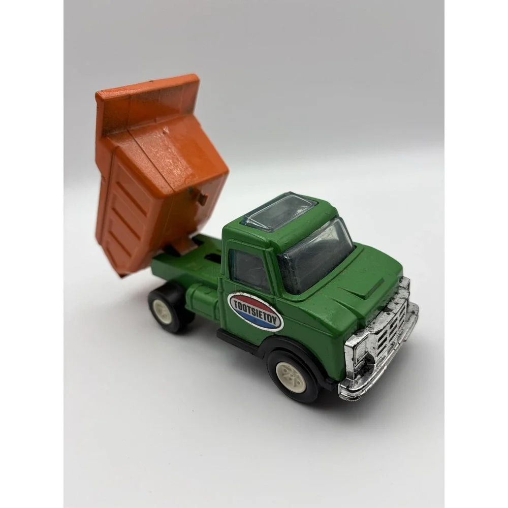 Tootsietoy Green Orange Dump Truck Diecast Toy Mini Construction Vehicle USA